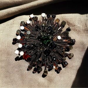 Mid-Century Modern starburst pin brown gemstones brand new